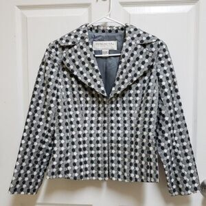 Doncaster Signature Women's 6 Gray Black White Circles Coat, Blazer, Jacket